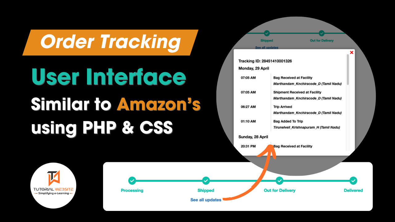 Order Tracking User Interface Similar to Amazon’s using PHP & CSS