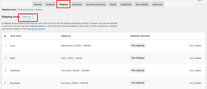 Setup WooCommerce Shipping Zones